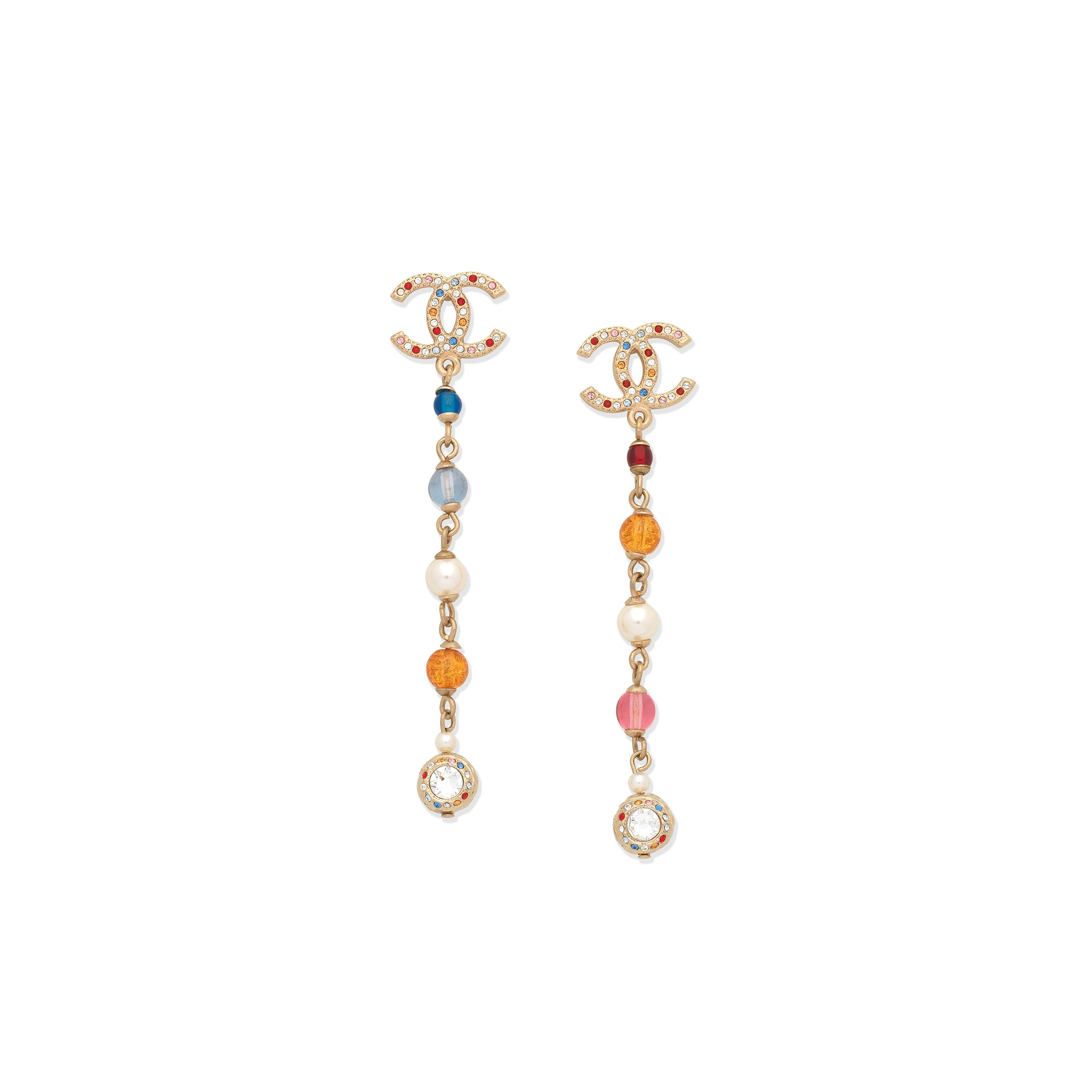 CHANEL MULTICOLOUR CC DROP EARRINGS 